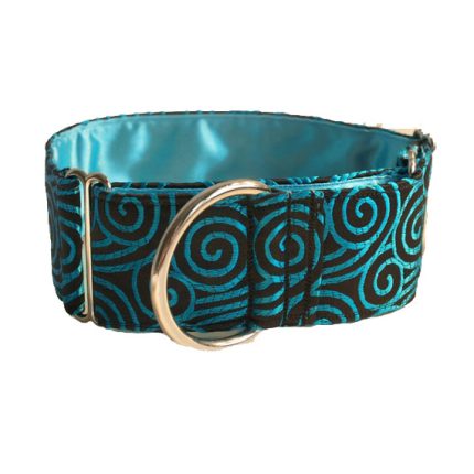 Collier martingale cercles bleu (brocart)